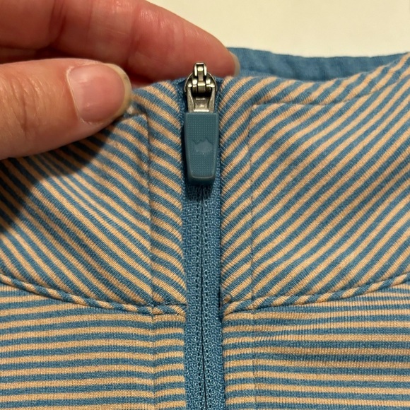 Southern Tide, Tide to Trail, Cruiser, blue & peach/pink stripe quarter zip, XL - Picture 9 of 12
